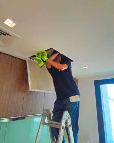 Engineer inspecting external works during a snagging inspection